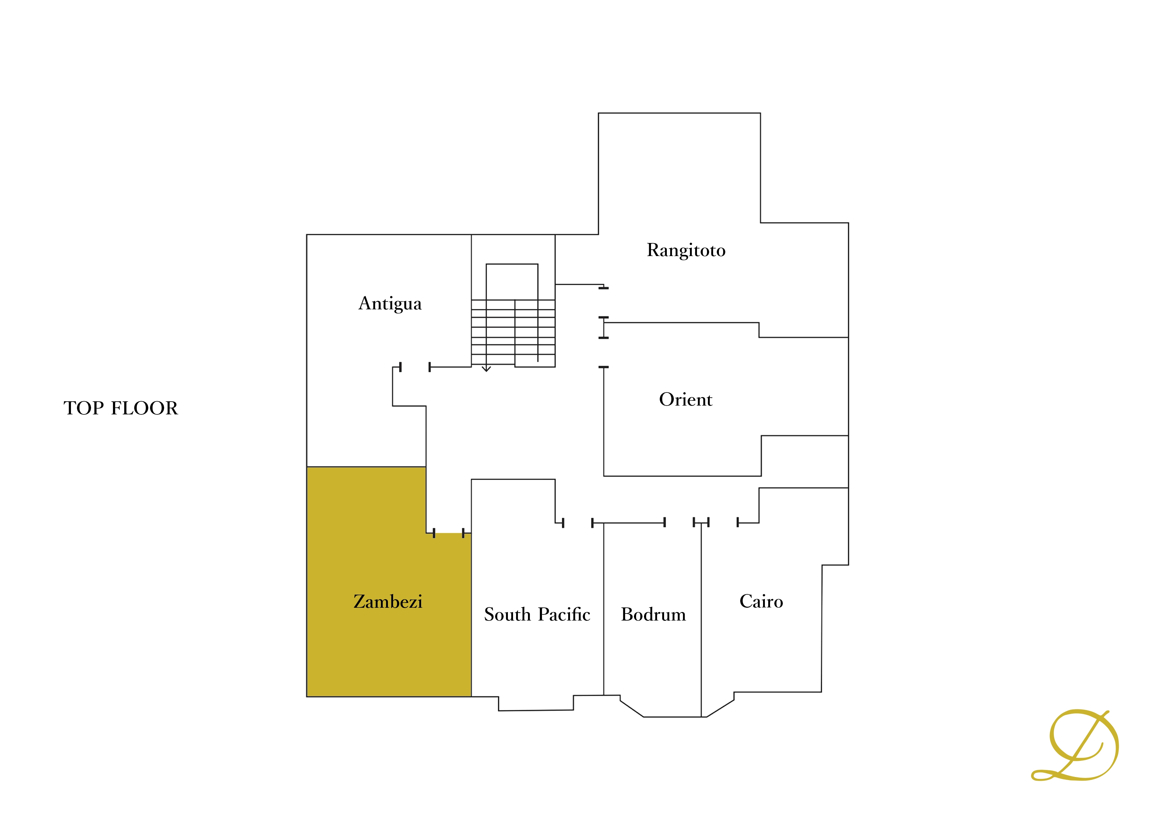 Floor plan showing the location of Zambezi
